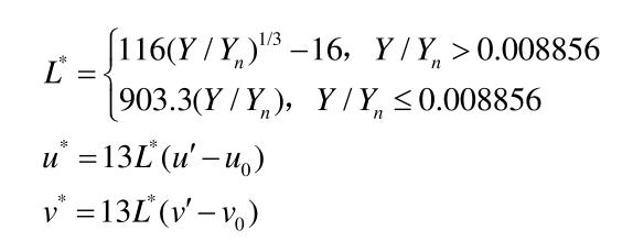 CIELUV顏色空色度值表達(dá)式